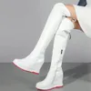 Buty kliny mody Sneaker oryginalna skóra nad kolanem wysoka żeńska zimowa ciepła pięta pompki platformowe swobodne buty 231204