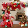 Décorations de Noël 147pcs Ballons Garland Arch Kit Rouge Blanc Métallique Or Ballon Vert pour la fête 231202