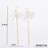 Charm White Plastic Flower Hook Earrings Fairy Long Hanging Earrings For Women Acrylic Temperamental Party Ear Jewel Gold Color Link R231204