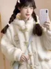 Women's Jackets White Lolita Kawaii Wool Coat Women Loose Japanese Sweet Cute Hooded Jacket Female Pockets Korean Casual Warm Winter 2024