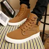 Botas outono inverno homens tamanho grande 3847 moda pele laceup couro quente para alta neve sapatos casuais 231204