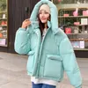 Trenchs de femmes manteaux 7 couleurs femmes élégantes à capuche d'hiver parkas 2023 lâche grande poche fermeture éclair rembourré chaud rose doux coréen outwear