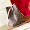 Borsa firmata M44020 M45256 neonoe Borsa a secchiello con coulisse per donna 2 misure Borsa a mano da uomo con pochette in vera pelle Fiore marrone Borsa a tracolla di lusso da donna