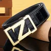 Bältesläderkrokodilmönster Fashionabla Z-Line Inner Wear Smooth Buckle Men's Pants Belt Pure Cowhide Board Buckle Luxury Products