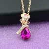 Burst fashion Oro Argento pieno di diamanti rosa angelo lacrime collana a goccia femminile sezione corta (con catena) ordine della miscela