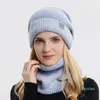 Copricapo Accessori per capelli Cappello Versione autunno inverno Lana sfumata ispessita Calda protezione per le orecchie Set di due pezzi lavorato a maglia a prova di freddo