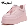 Hoogte Toenemende Schoenen Fujin 8 cm Echt Leer Dames Casual Schoenen Chunky Sneakers Platform Wedge Verborgen Hak Dames Vrijetijdsschoenen Zomer Sneaker Dames 231204