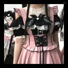 Blouses Femmes Y2K Mode Lolita Style Femmes Kawaii Dentelle Mesh Volants Bow Off Épaule Chemise À Manches Courtes Filles Vintage Gothique Tops
