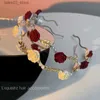 Kopfbedeckung Haarschmuck Sommer Rose Perlen Haarband Französisch Vintage High Class Feel Haarkarte Kopfschmuck Nischendesign Haarschmuck Q231204