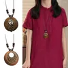 Pendant Necklaces Ethnic Alloy Neck Chain Bohemia Jewelry Vintage Wooden Leaf Sweater Hollow Long For Men Women