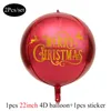 Fournitures de fête 1 ensemble de ballons ronds rouges 4D en aluminium avec joyeux autocollants personnalisés pour les décorations de l'année de noël 2024