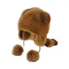 Bérets épaissir chapeau en peluche pour parents enfants coupe-vent avec queue d'oreille de raton laveur 2023 hiver adultes adolescents chauds mongols