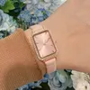 Relojes de lujo de moda para mujer Correa de cuero de primeras marcas Relojes de pulsera para mujer Reloj de diseño con esfera rectangular y diamantes para mujer Día de la Madre Regalo de Navidad y San Valentín