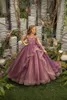 女の子のドレスキラキラしたプリンセス紫色の花の袖なしビーズの子供チュールバースデーウェディングパーティードレスフォーマルイブニングボールガウン