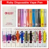 Ruby Disposable Vape Pens E-Cigarette 1.0ml 1000mg Empty Cartridges Ceramic Coil 280mAh Rechargeable Battery With Pakaging 10 Colors