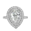US Size 5-10 Classical Jewelry Pure 925 Sterling Silver Water Drop Pear Cut White Topaz CZ Diamond Promise Women Wedding Bridal Ri2397
