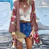 Women's Swimwear WeHello 2023 Summer Bohemian Casual Cloak Cardigan For Swimsuit Woman Beach Tops Long Sleeved Shawl Chiffon Shirt