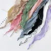 Halsdukar veckad präglad fast färg bomullsdiamant halsduk kvinnlig vår sommar mjuk mångsidig korea 150 30 cm dekorativ liten sjal e41
