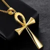 Hänge halsband mode premium punk stil guld svart egyptisk ankh liv cross halsband för män juvelrypendant267s