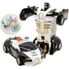 Flygplan modle barn leksaker en nyckel deformation bil automatisk transformera robot diecasts leksak rolig mini 2 i 1 plastmodell fantastiska gåvor pojkar 231204