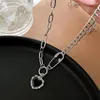 Pendentif Colliers Punk Black Heart Collier pour femmes Broche Cristal Argent Couleur Clavicule Chaîne Bijoux personnalisés