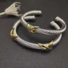 Armband män dy x ring sliver guld dubbel vriden armbandy mm för kvinnor hög kvalitet station kabel kors kollektion vintage etnisk slinga hoop punk smycken