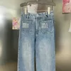 Jeans denim da donna di nuovo design a vita alta con lettere larghe che bordano pantaloni lunghi SMLXLXXL