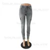 Jean femme poches empilées jean Cargo pantalon femmes bouton mouche mince plissé décontracté Denim pantalon T231204