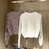 Kobiet Knits Tees Marka Muimui Nowa ciężka przemysł woda diamentowa perłowa cekin krótki sweter mały pachnący styl prosta rurka wszechstronna okrągła szyja lj72