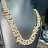 S925 Moisanite Cuban Link Chain Mens Thunder and Lightning Sign Design Prix Wholesale Collier personnalisé