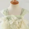Girl Dresses Baby Girls Sweet Flower Ball Gown Sleeveless Sling Kids For Party And Wedding Lace Up Bow Design Birthday Gowns