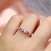 Klusterringar söt rosa safirring för ung flicka totalt 0,6ct 3mm 4mm naturligt silver 18k guldplätering 925 smycken
