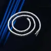 Pendentif Colliers Trendy 3mm D Couleur Moissanite Tennis Collier pour Femmes Hommes Plaqué Platine 4 Prong Lab Diamant Chaîne Pass CadeauP2975