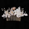 Headwear Hair Accessories Bridal Wedding Hair Accessories for Women Ceramic Flower Pearl Hair Combs Clips Pins Crystal Jewelry Party Bride Headpiece Gift 231204