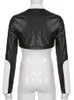 Женские куртки Sifreyr в стиле панк из искусственной кожи, укороченные женские осенне-зимние куртки на молнии контрастного цвета, пальто, модная уличная одежда Y2K 231204