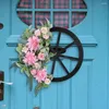 Fleurs décoratives ornement de fête simulation de couleurs vives couronne de fleurs artificielles conception réaliste pour pendentif de porte d'entrée une roue de