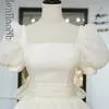 Urban Sexy Dresses Korea Style Square Neck A Line Puffy Sleeves Lace Up Wedding Dress Gown Bridal 231202