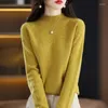 Women's Sweaters Cashmere Sweater In Autumn And Winter Pure Wool Semi-high-necked Knitted Pullover Hollowed-out Fashion Top