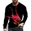 Magliette da uomo T-shirt hip-hop stampata in 3D O-collo a maniche lunghe estiva Top Fashion Casual