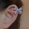 Stud 1Pc Crystal Bow Clip Oorbel voor Vrouwen Koreaanse Strass Geen Piercing Oor Manchet Zilver Kleur Strik Oorbel Oor clip Sieraden Gift R231204