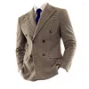 Męskie garnitury dwurzędowe w kratę zaawansowane poczucie wysokiej klasy przystojne wełniane wełniane płaszcze Blazery