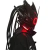 Maski imprezowe Cyberpunk Mask Cosplay Dreadlocks Cool with LED Braids Stage Property Sci Fi Halloween Gifts Armor Futurystyczna zabawka 231204