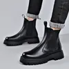 Botas 2024 negócios sapatos de couro genuíno moda vintage conforto calçado masculino deslizamento no homem tornozelo a170