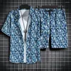 Men's Tracksuits 1 Set Beach Shirt Printing Lapel Quick Dry Buttons Closure Seaside Outfit Man Summer Hawaiian Two Piece Sets Clothes