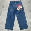 Mens Jeans Y2K Fashion Harajuku Hip Hop Poker Graphic Retro Blue Pocket Denim Pants Gothic High midja bred trojan häst 231202