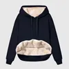 Hoodies للنساء للبلوزات بالإضافة إلى الحجم للنساء أنا صوف هوديي قميص من النوع الثقيل المبطن في الشتاء المخملية v ne long sleeve underyolq