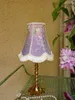 Lampes de table {Woody Wisteria} Lampe de chevet rétro de style chinois violet traditionnel en tissu fait à la main pour chambre à coucher et étude