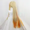 يحتفل الحفلات Agatsuma Zenitsu Short Blonde Ombre و Long Ponytail Cosplay Cap Cap Cap Cap