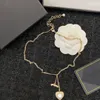 Designer Shiny Diamond Long Pendant Halsband Dubbla bokstav Ströja Kedja Halsband Kvinnsmycken smycken