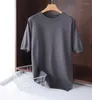 Men's T Shirts High Qualtity Oversized Cashmere Knitted O-neck T-shirt For Men Short Sleeve Tee Solid Color Trend Leisure Thin Style